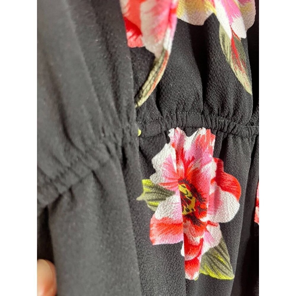Retro Floral Romper Black L Boho Western Feminine Country Chic Ruffle Colorful - Picture 4 of 10